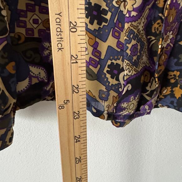 Vtg‎ Jordan Blouse Womens 6 Multicolor Button Up Tassel Retro Career Business - Picture 10 of 10